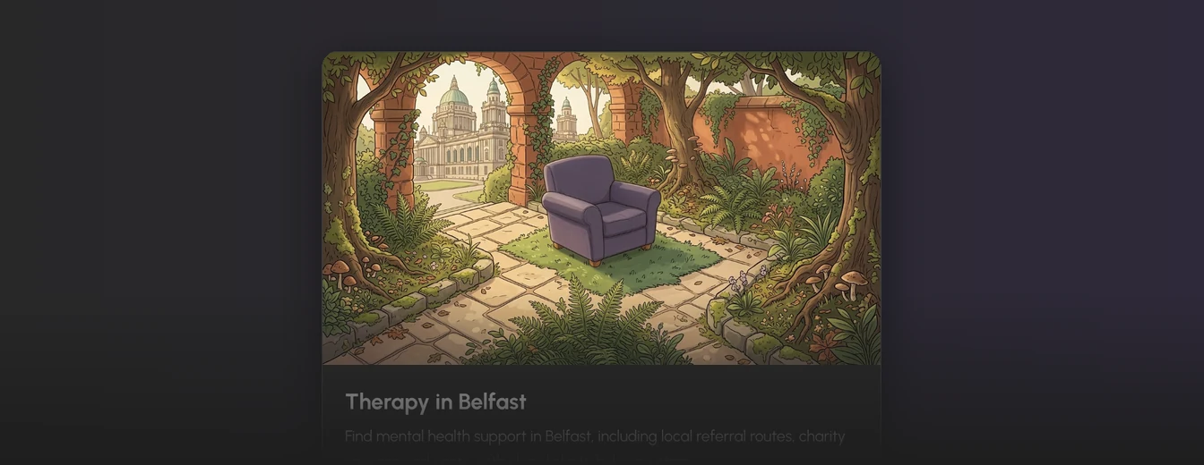 A Support where you live guide card, with the lavender chair in a garden and a short summary.