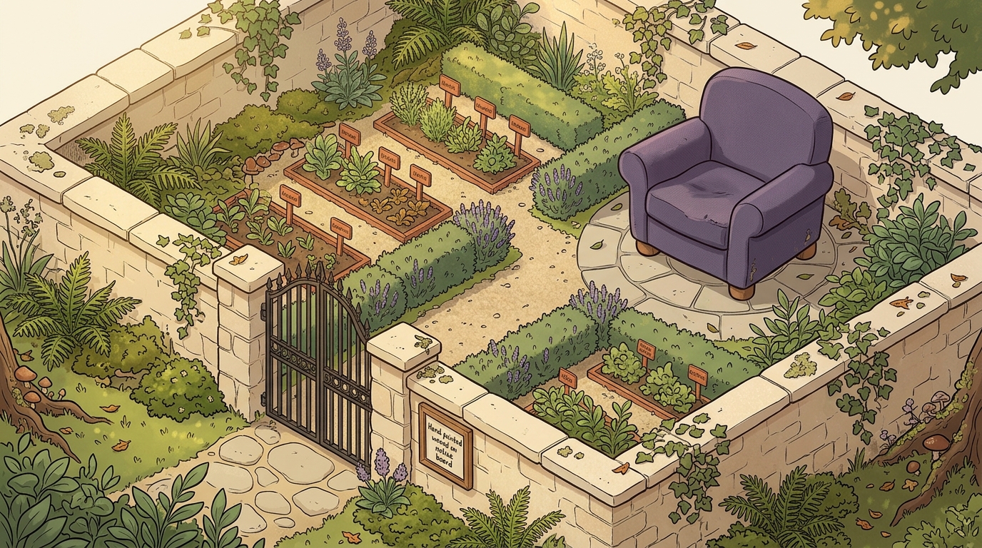 A guarded garden gate with transparent walls